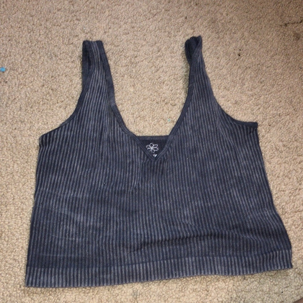 Aura ribbed tank top purple gray comfy relax cami tank cropped
